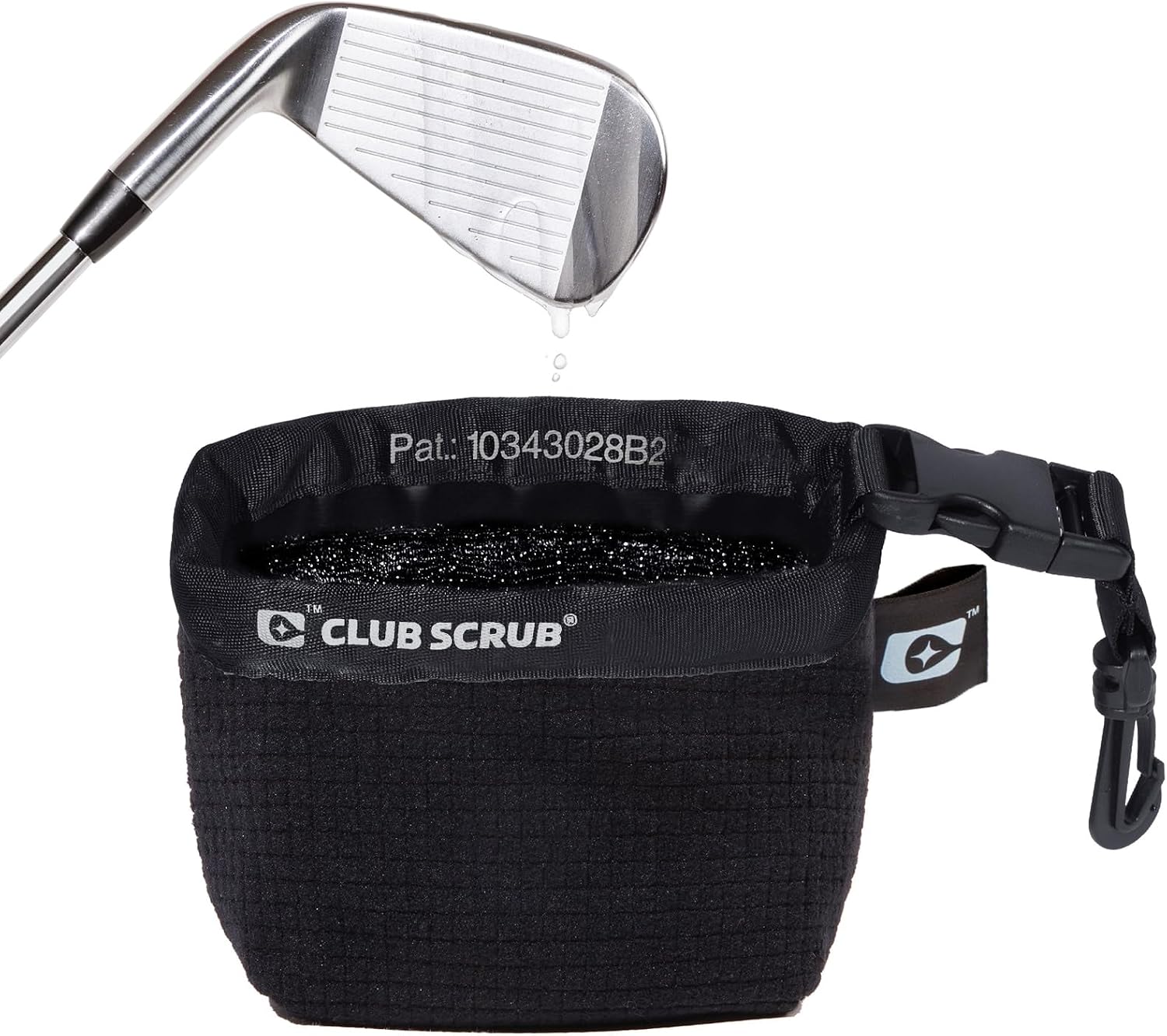 Club Scrub Golf Club and Golf Ball Cleaning Bag, Waterproof Clean Face Technology Liner, Detachable Clip, Machine Washable, Cleans Club Grooves, Dry Exterior (Neoprene or Microfiber Option Available)