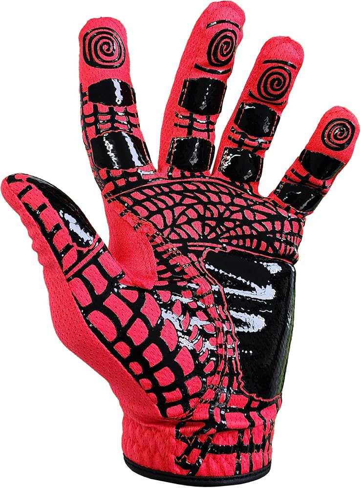 MONKEY GRIP Ultra Silicon Golf Glove Red Spider Grip Left Hand | Premium synthetic nonslip tacky grip, all weather performance, anti-slice design, no-twist fit, breathable, durable